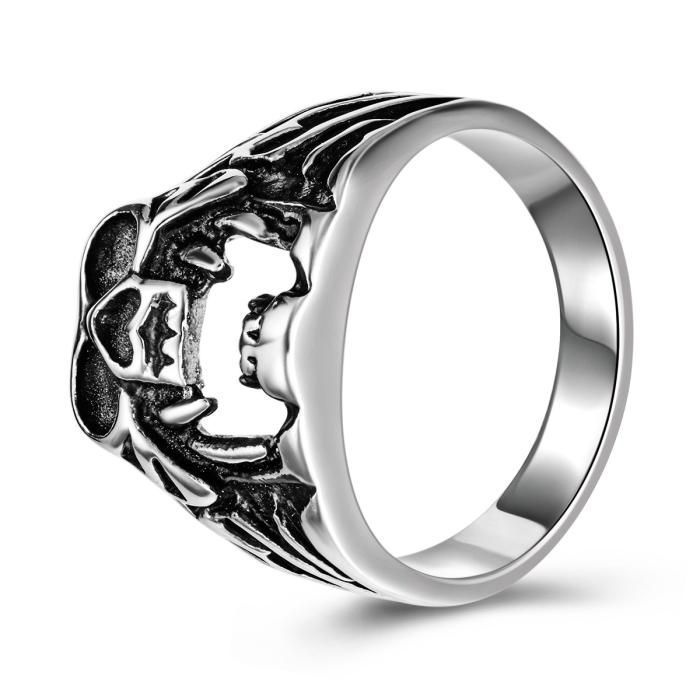 Open Jaw Steel Skull Ring - One Size