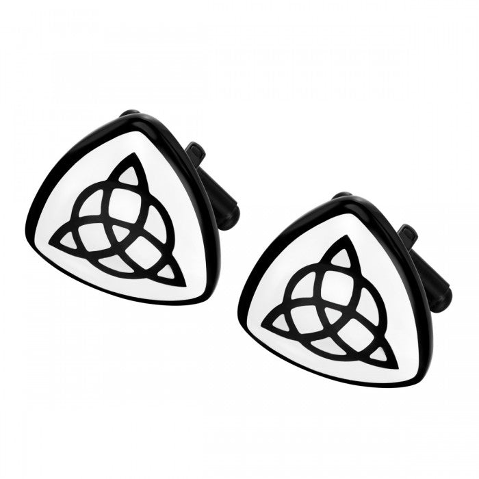 Black Plated Celtic Triquetra Cufflinks – Stainless Steel