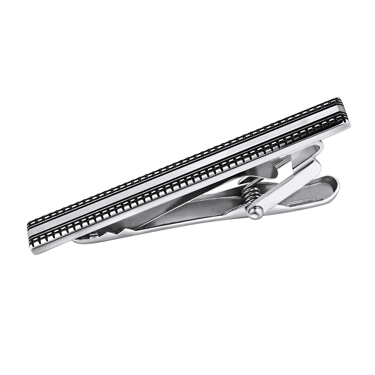 Textured Horizontal Stripe Tie Bar – Stainless Steel
