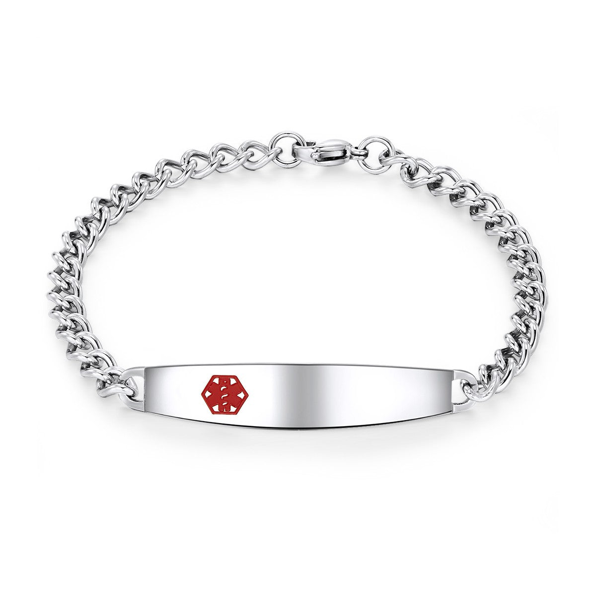 Ladies Rolex Link Medical ID Bracelet – Red Caduceus Emblem