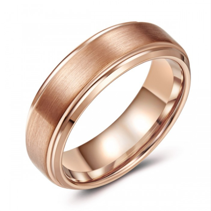 Rose Toned Tungsten Wedding or Fashion Ring - 7MM