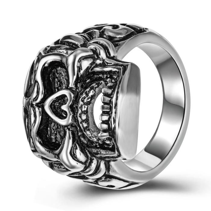 Large Steel Skull Ring - One Size