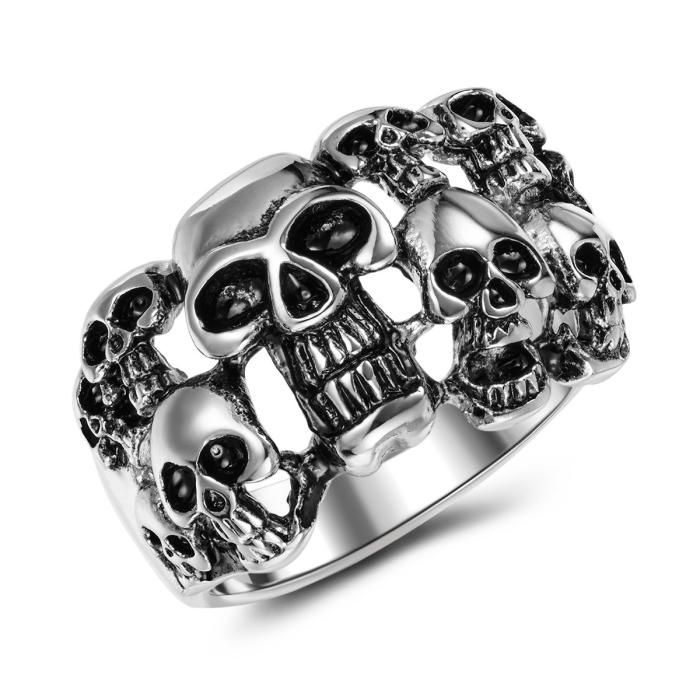Multiple Skulls Steel Ring - One Size