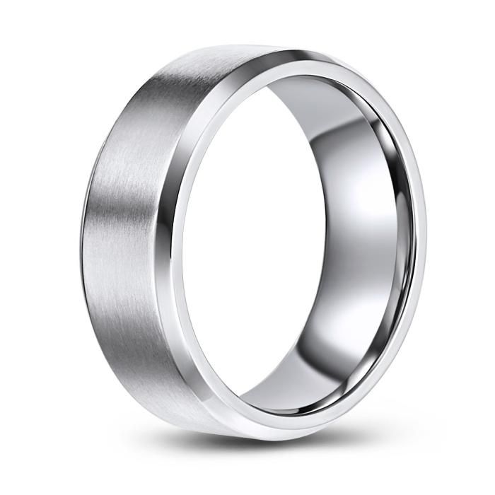 Beveled Edge Brushed Finish Titanium Ring - Engravable