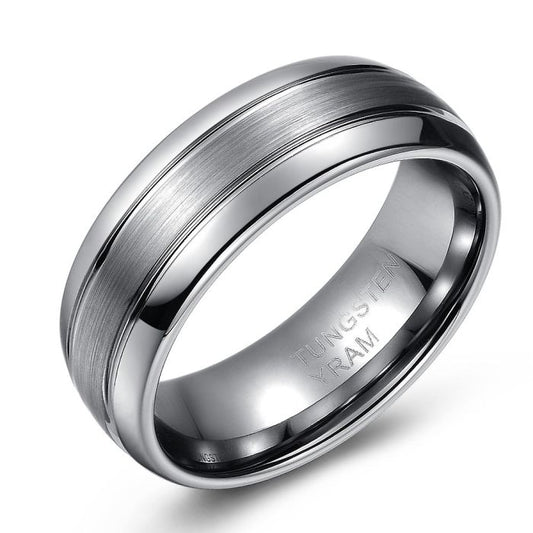 Domed Brushed Tungsten Ring