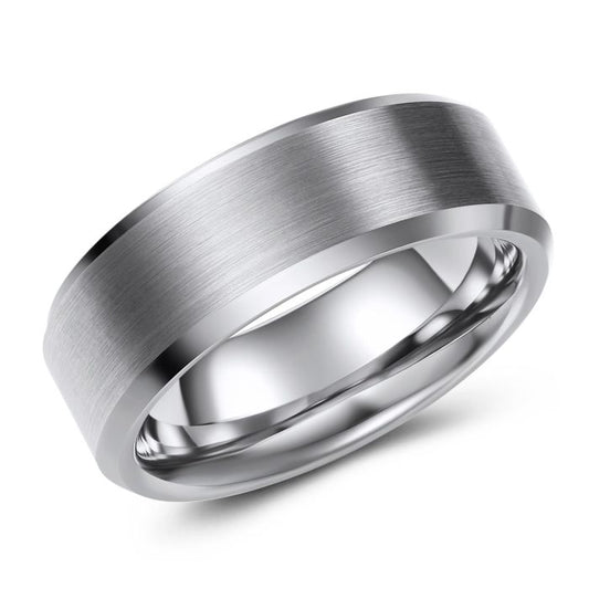 Flat Brushed Tungsten Ring - 8mm