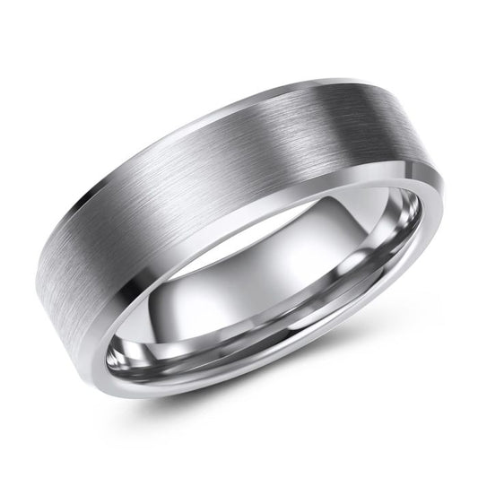 Flat Brushed Tungsten Ring - 7mm