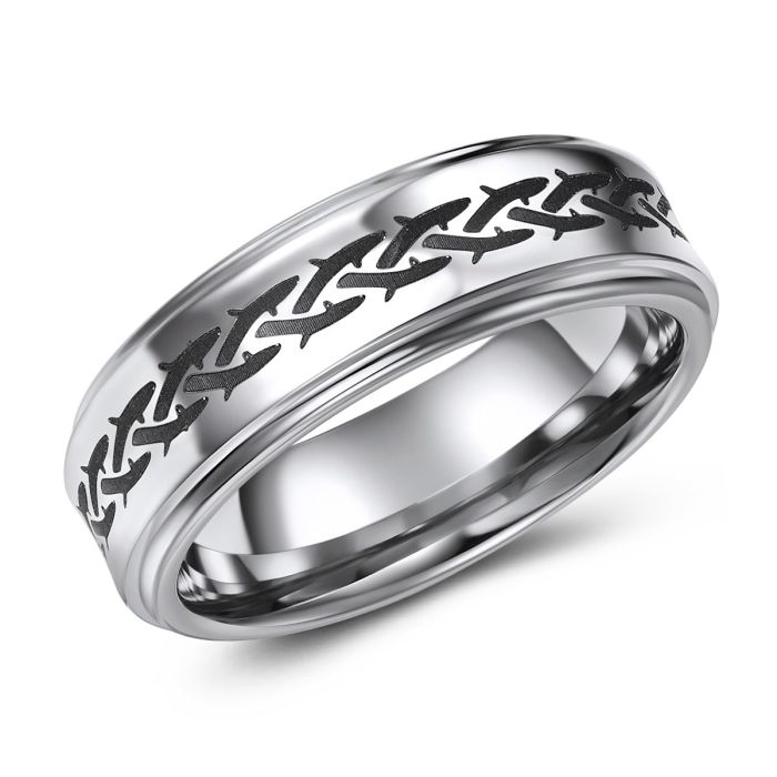 Barbed Wire Tungsten Ring