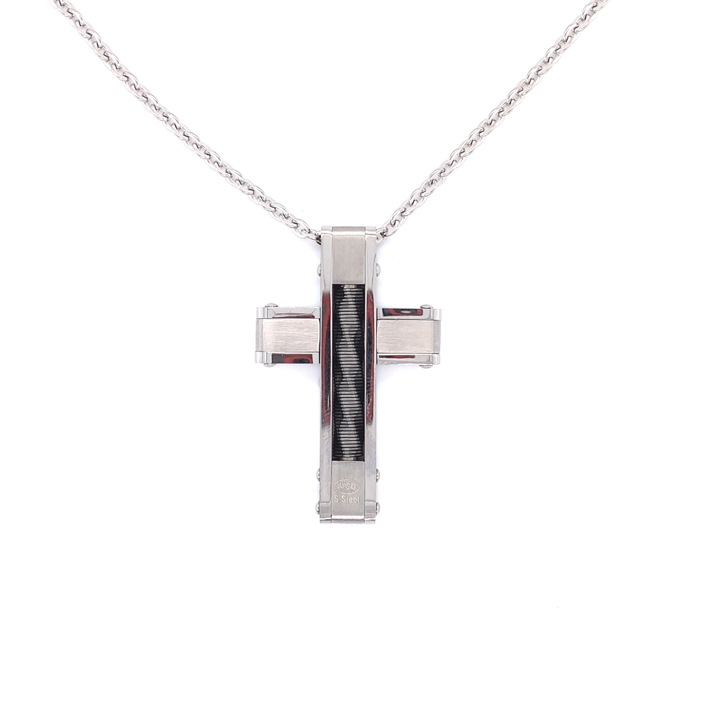 Twisted Metal Stainless Steel Cross Charm