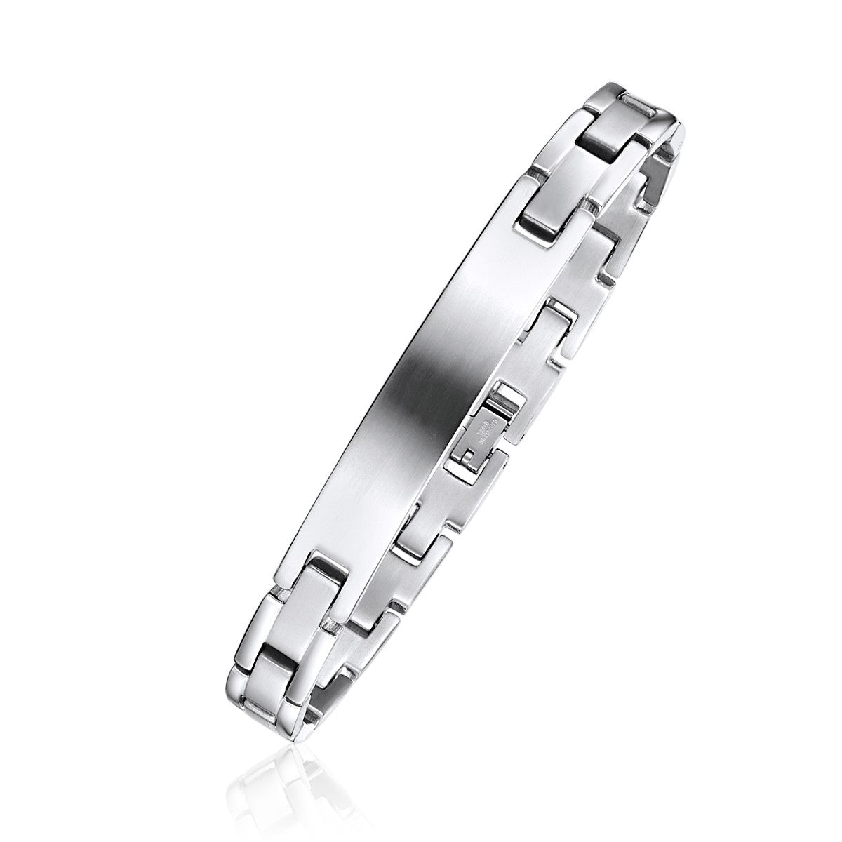 Brushed Finish Brick Link Engravable ID Bracelet