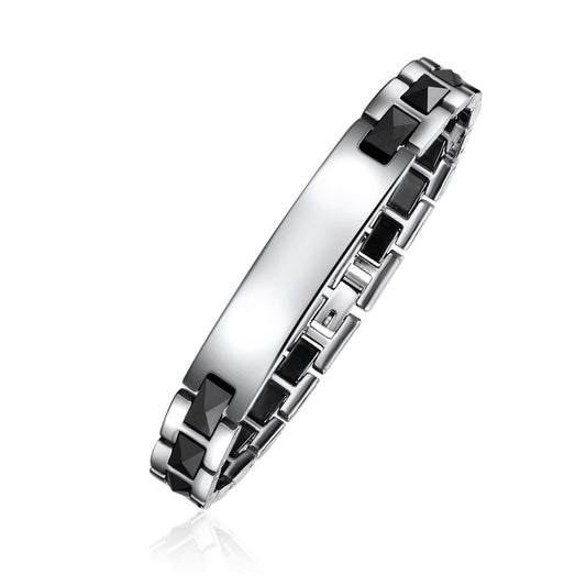 Engravable Faceted Contrasting ID Bracelet