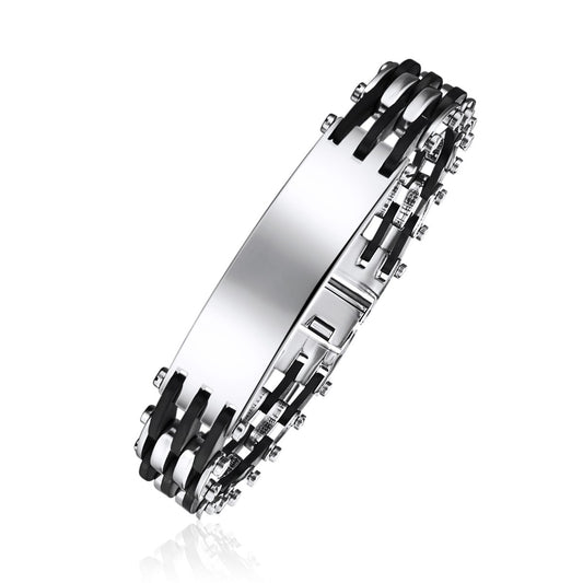 High contrast Runn and Stainless Steel Engravable ID Bracelet