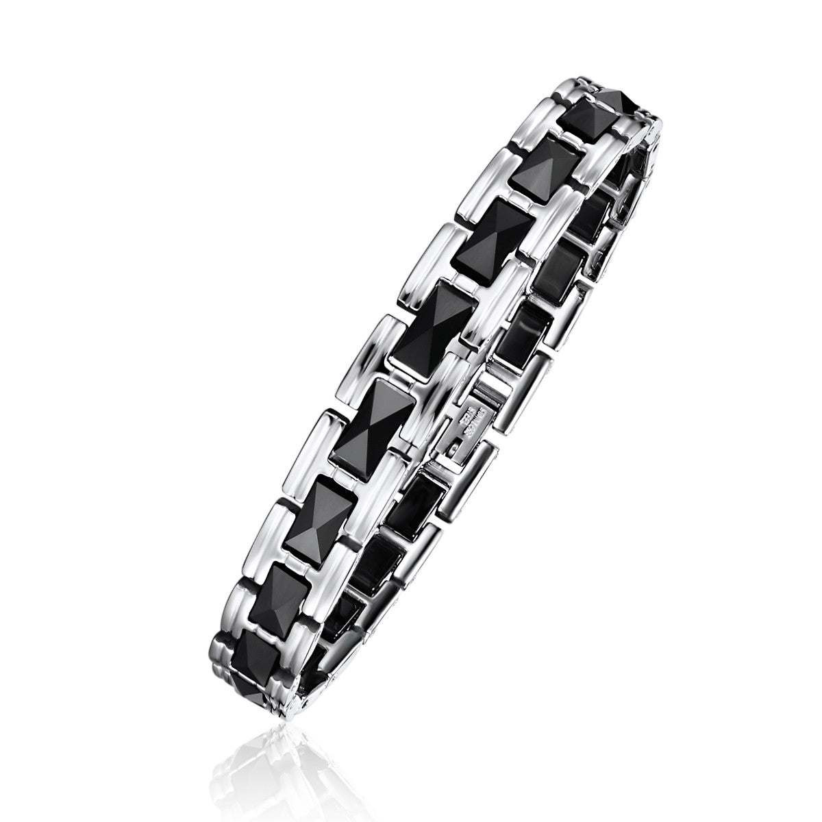 Faceted Steel and Ceramic Link Bracelet