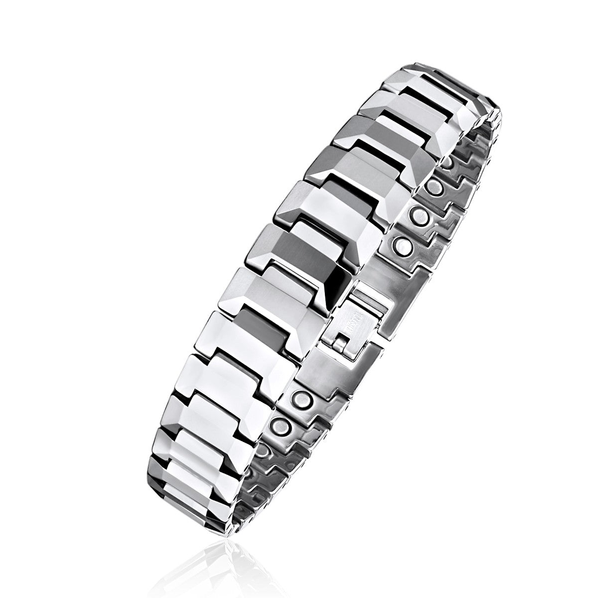 High Polished Men’s Magnetic Therapy Bracelet in Tungsten