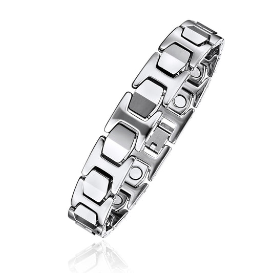 High Polished Tungsten Magnetic Therapy Bracelet with “I” Links