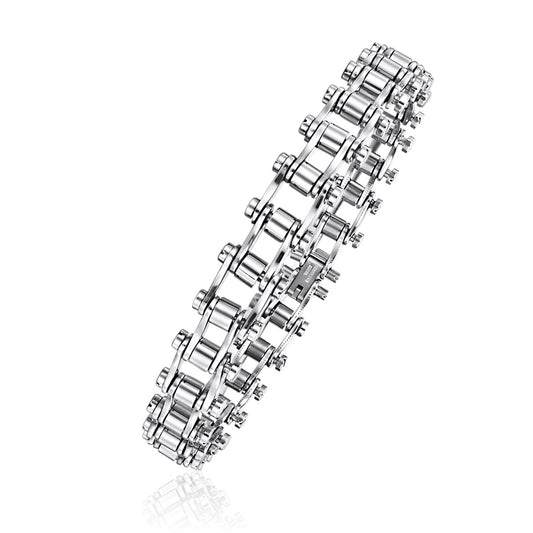 High Polished Steel Barrel Link Bracelet