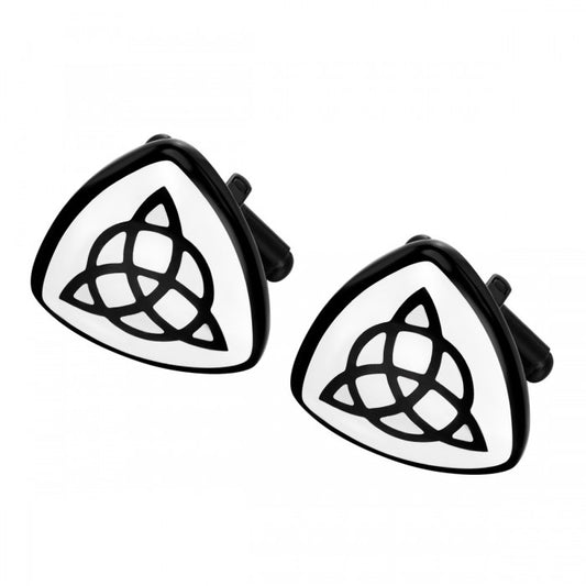 Black Plated Celtic Triquetra Cufflinks – Stainless Steel