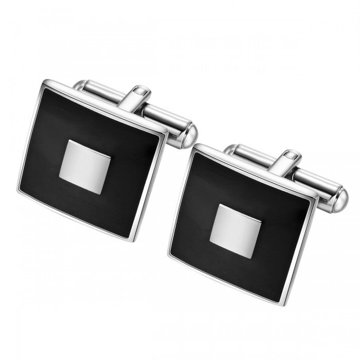 Square Geometric Contrasting Stainless Steel Cufflinks