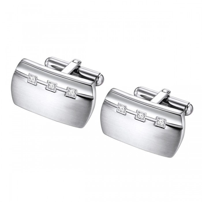 Stadium Cufflinks with Cubic Zirconia in Stainless Steel