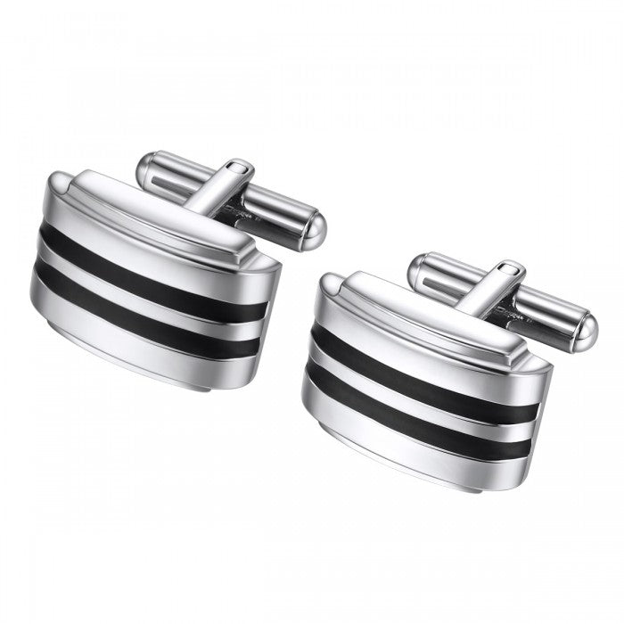 Domed Stripe Design Stainless Steel Cufflinks