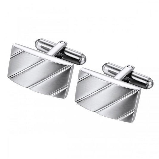 Diagonal Stripes – Stainless Steel Cufflinks