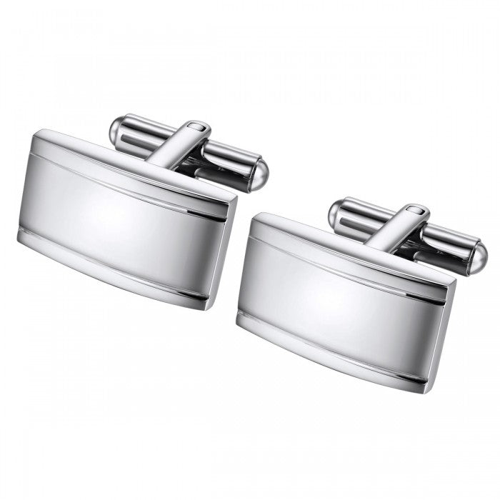 Subtle Horizontal Framed Stainless Steel Cufflinks