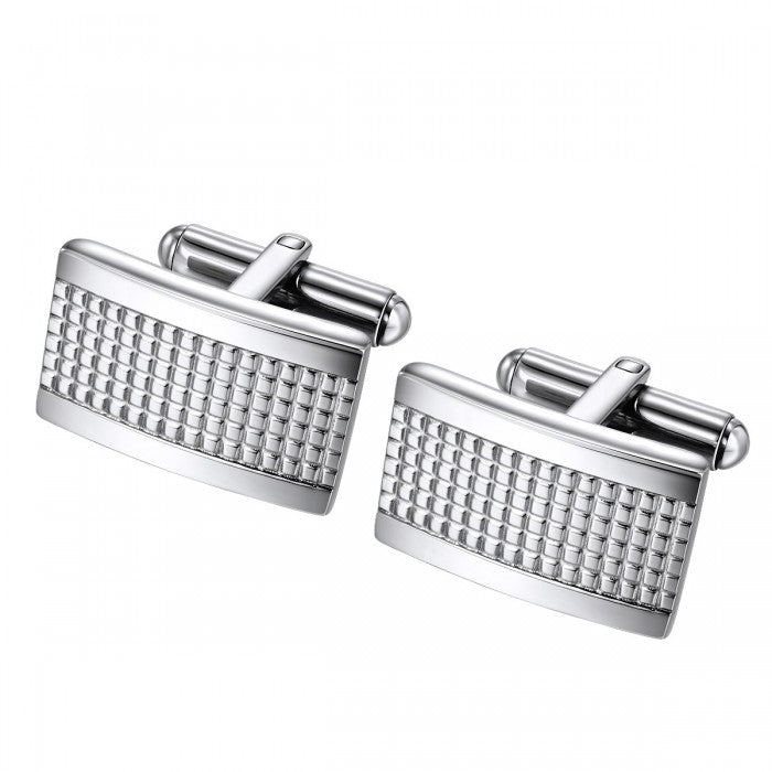 Textured Rectangle Stainless Steel Cufflinks