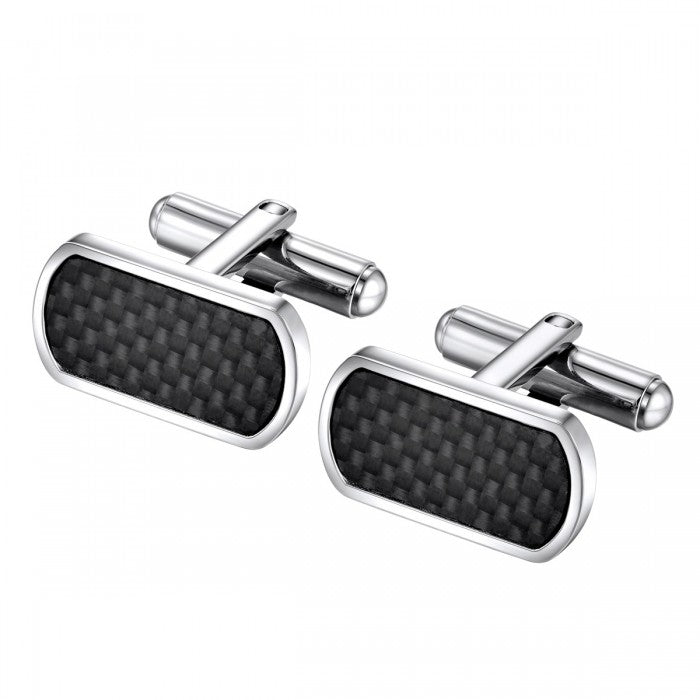 Carbon Fiber Detailed Stainless Steel Cufflinks