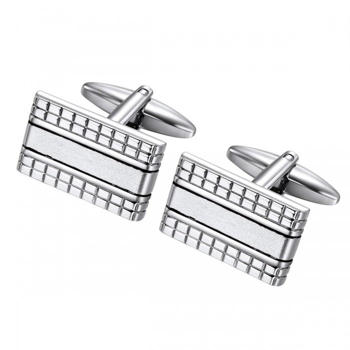 Geometric Striped Cufflinks – Stainless Steel