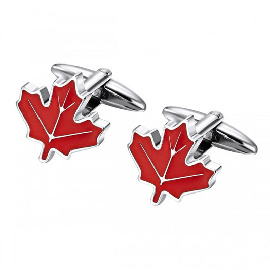 Bold Canadian Maple Leaf Cufflinks in Stainless Steel