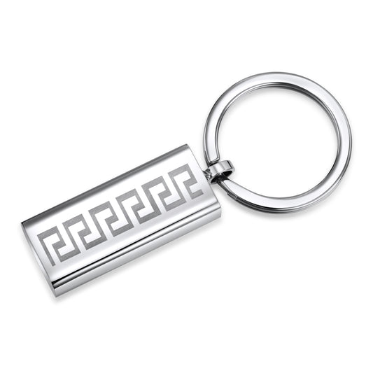 Stainless Steel Greek Key Shield Pendant