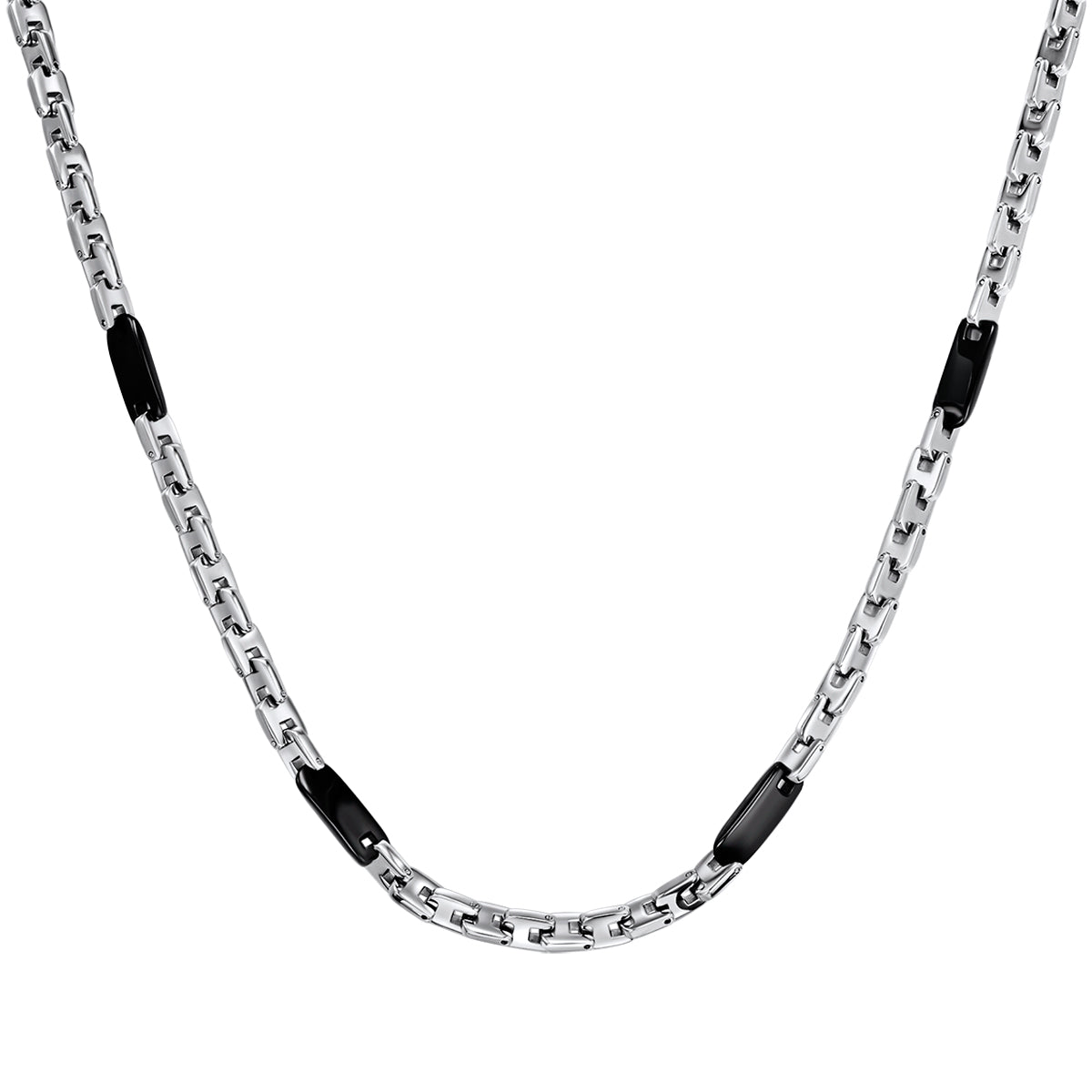 Stainless Steel Fashion Chain – Black Plated Accent Links