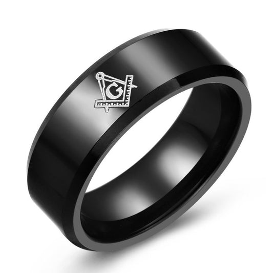 Black Tungsten Masonic Ring