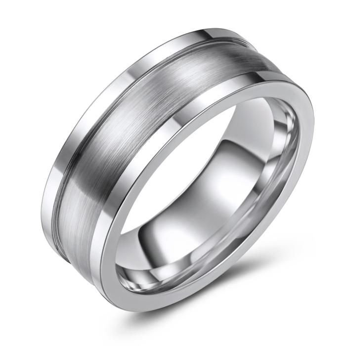 Two Tone Textured Cobalt Wedding Band - 8MM