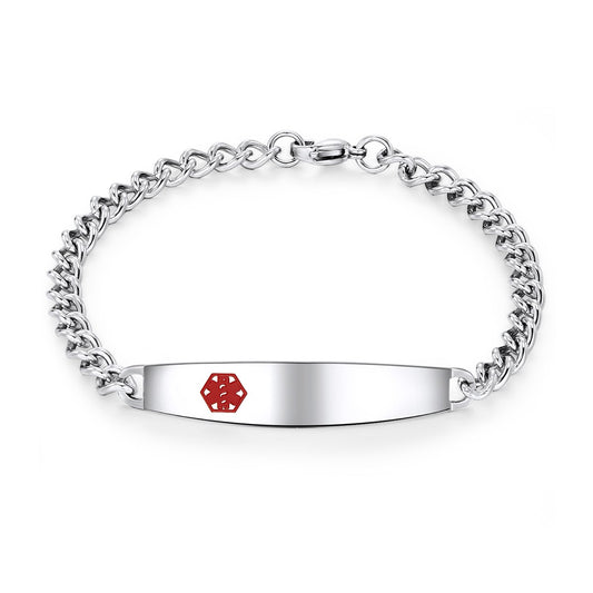 Ladies Rolex Link Medical ID Bracelet – Red Caduceus Emblem