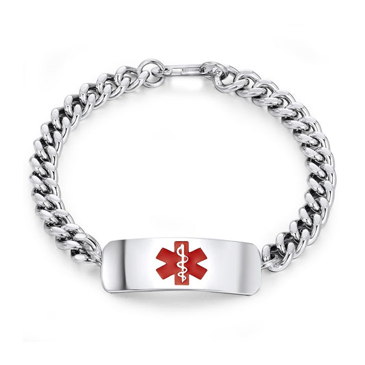 Ladies Engravable Caduceus Medical ID Bracelet in Steel