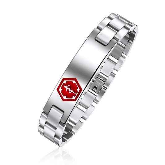 Dual Finish Brick Link Engravable Medical ID Bracelet