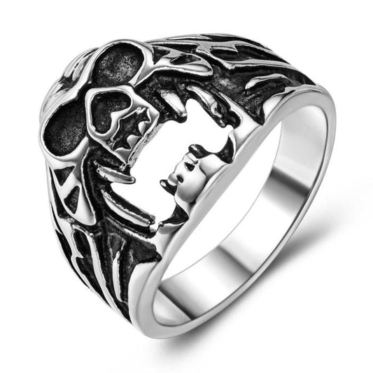 Open Jaw Steel Skull Ring - One Size