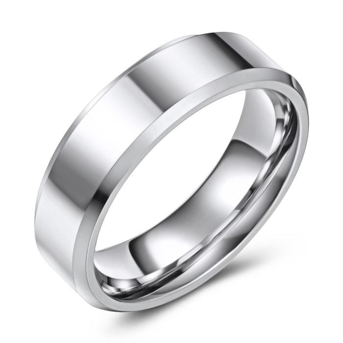 High Polished Beveled Edge Wedding or Fashion Ring - 6.5MM