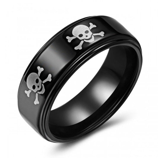 Black Tungsten Skull Ring