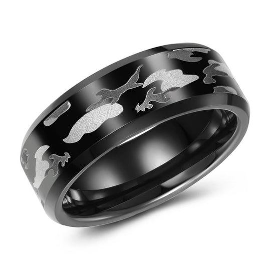 Black Camouflage Tungsten Ring