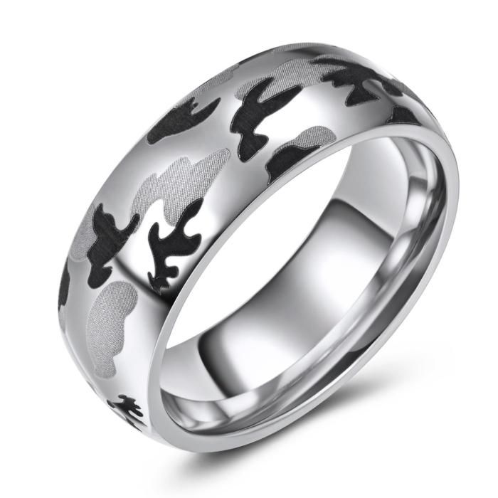 Camouflage Cobalt Wedding or Fashion Band - 8MM