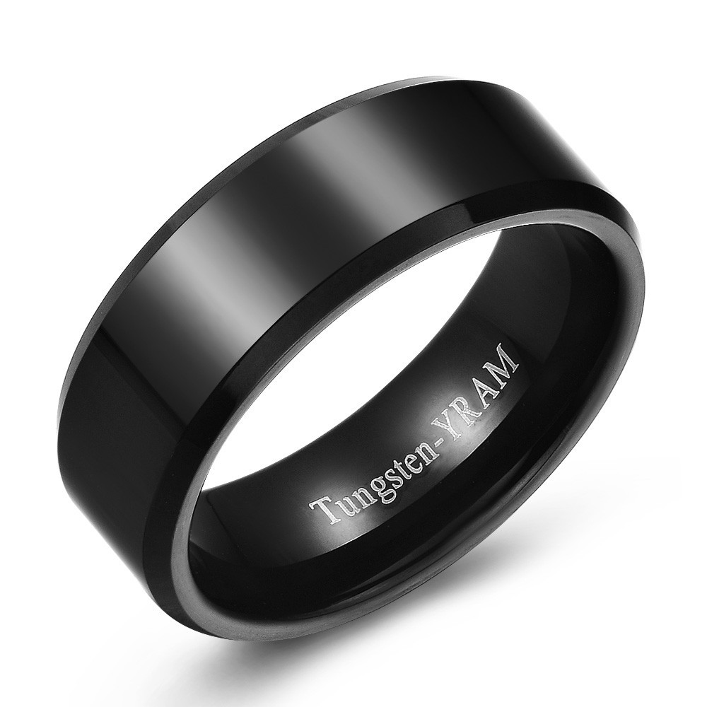 Beveled Edge Black Tungsten Ring – 8MM