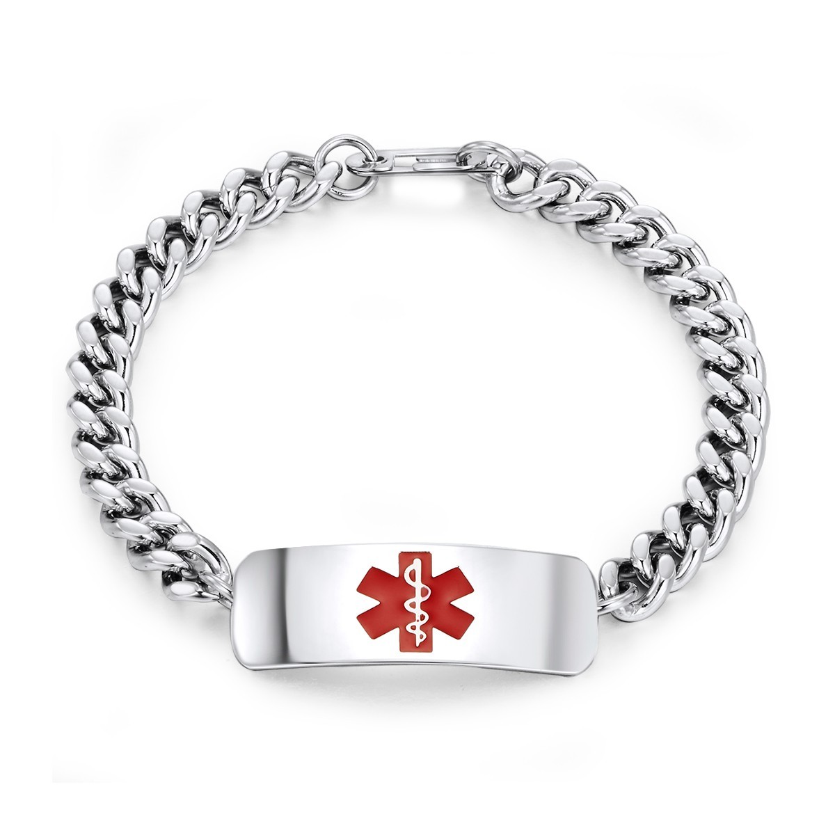  Ladies Engravable Caduceus Medical ID Bracelet in Steel