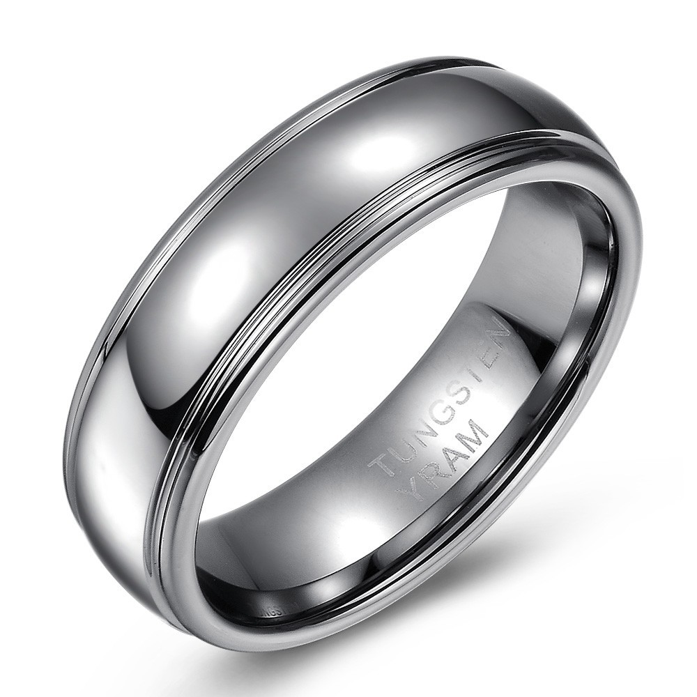 High Polished Domed Tungsten Wedding or Fashion Ring - 7MM