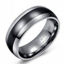 Comfort Fit Tungsten and Black Ceramic Wedding or Fashion Ring