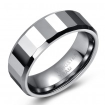 Multi-Faceted Mirror Finish Tungsten Ring