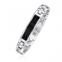 Steel and Carbon Fiber Magnetic ID Bracelet - Engravable