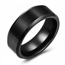 Black Bevel Edge Tungsten Wedding or Fashion Ring - 8MM