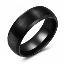 Domed Brushed Black Tungsten Wedding or Fashion Band - 8MM